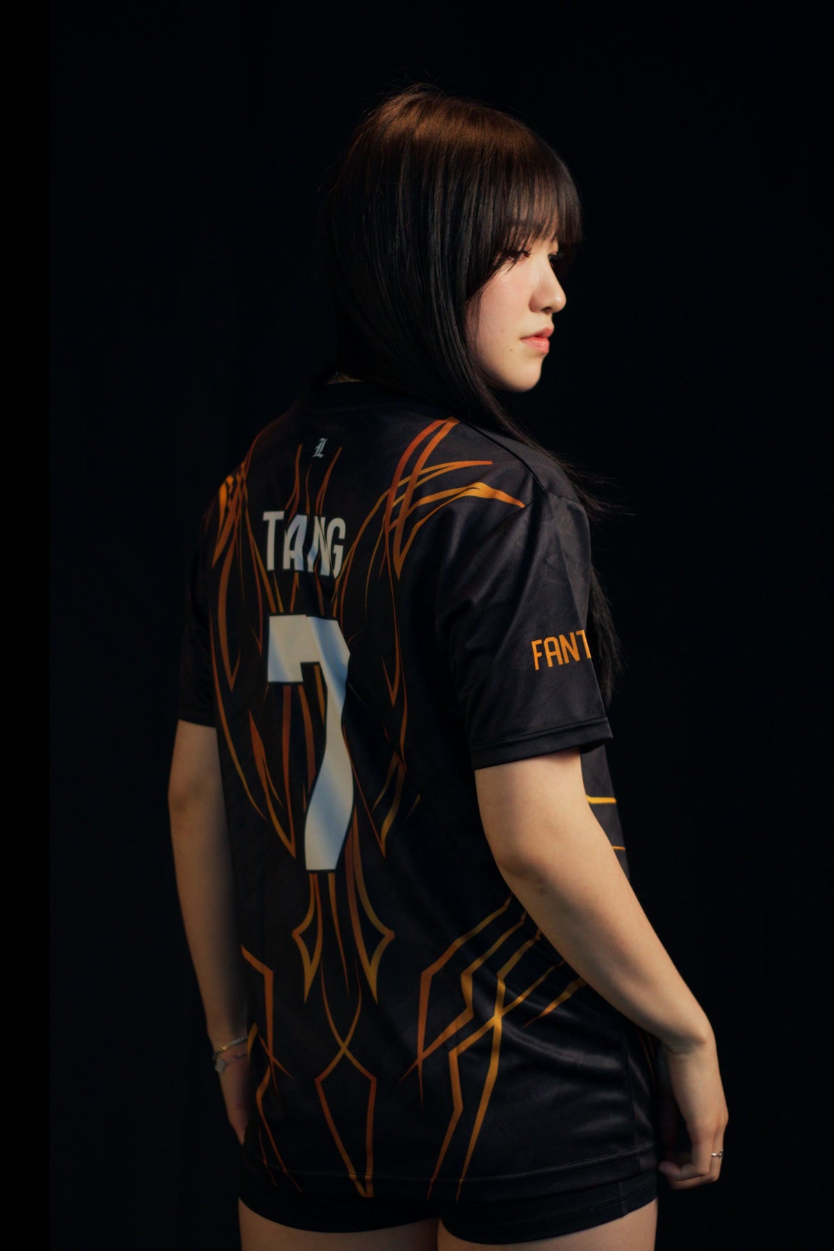 Custom Fantazia jersey worn by a player, name and number 7 printed on the back